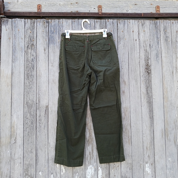 Gap Womens Sz 4 Rip Stop Mid Rise Army Green Outdoor Crop Pants Button Fly - Picture 5 of 6
